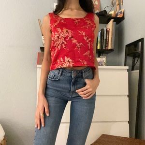 90s Vintage Asian Inspired Red Tank Top